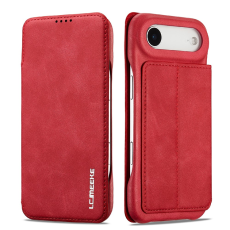 LC.imeeke - LC.IMEEKE iPhone Air Mobilfodral Korthållare Läder Stativ - Röd