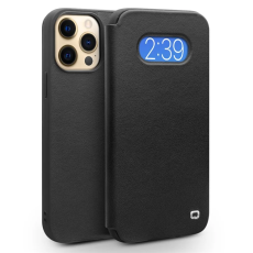 QIALINO - QIALINO iPhone 13 Pro Max Fodral Äkta Läder Cowhide - Svart
