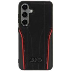 Audi - Audi Galaxy S24 Mobilskal MagSafe MagSafe Äkta läder - Svart/Rött