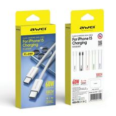 Awei - AWEI CL-219T Kabel USB-C–USB-C 60W iPhone 15 - Vit