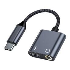 Beline - Beline USB-C till USB-C/Ljud Splitter Adapter Jack 3.55mm 60W - Svart