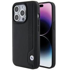 BMW - BMW iPhone 15 Pro Max Mobilskal MagSafe Leather Blue Dots - Svart