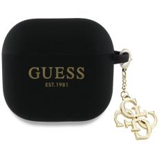 Guess - Guess AirPods 4 Skal Silikon 4G Charm - Svart