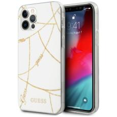 Guess - Guess iPhone 12 Pro Mobilskal MagSafe Gold Chain Collection - Vit