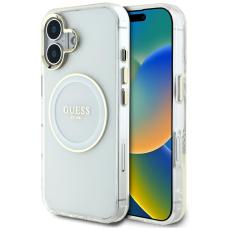 Guess - Guess iPhone 16 Mobilskal MagSafe IML Metal Colored Circle - Vit