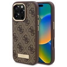 Guess - Guess iPhone 16 Pro Mobilskal MagSafe 4G Plate - Brun