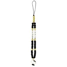 Hello Kitty - Hello Kitty Mobilrem Pearls & Beads Kitty Charm – Svart