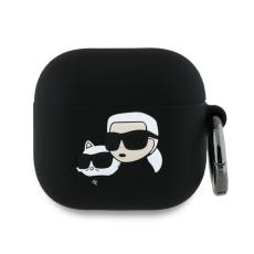 KARL LAGERFELD - Karl Lagerfeld AirPods 4 Silikonskal Karl & Choupette Head 3D - Svart