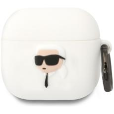 KARL LAGERFELD - Karl Lagerfeld AirPods 4 Skal 3D Silicone NFT - Vit
