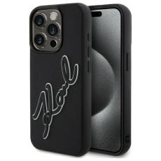 KARL LAGERFELD - Karl Lagerfeld iPhone 15 Pro Skal MagSafe 3D Rubber Signature Svart
