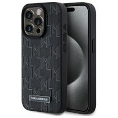 KARL LAGERFELD - Karl Lagerfeld iPhone 15 Pro Mobilskal MagSafe Leather Monogram Svart