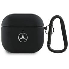 Mercedes - Mercedes AirPods 4 Skal Läder Metallogo - Svart