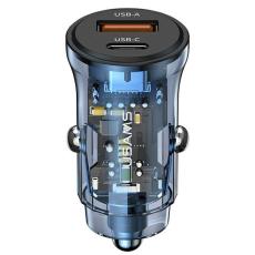 USAMS - USAMS Billaddare 1xUSB+1xUSB-C C32 30W Fast Charge (US-CC164) – Blå