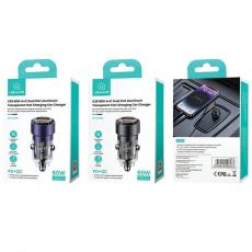 USAMS - USAMS C39 Billaddare 60W 1xUSB-A 1xUSB-C - Svart