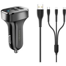 USAMS - USAMS C41 Billaddare utdragbar kabel 30W 1xUSB-C - Svart