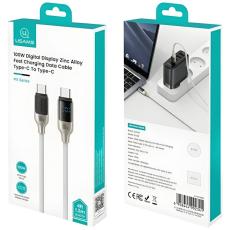USAMS - USAMS HX Series USB-C/USB-C Kabel 100W 1,2 m Digital Display – Svart