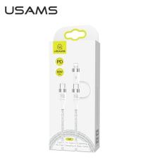 USAMS - USAMS Kabel flätad U31 USB-C till USB-C/lightning vit SJ403USB02
