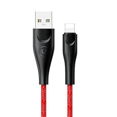 USAMS - USAMS U41 Lightning Kabel flätad 1 m SJ391USB02 - Röd