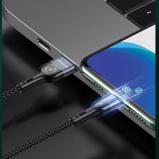 USAMS - USAMS U48 Lightning Kabel flätad LED 1,2 m SJ423USB01 - Svart