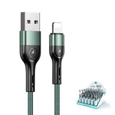 USAMS - USAMS U55 Lightning Kabel flätad set 1 m SJ448USBSG02 - Grön