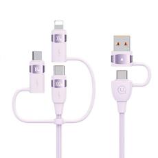 USAMS - USAMS U85 Kabel 6-i-1 USB-C/USB/MicroUSB/Lightning 100W 1.2m - Lila
