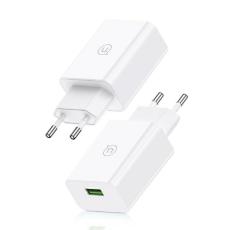 USAMS - USAMS Väggladdare 18W + USB-C/USB-A 1m kabel SC-serien SCXLTZ02 – Vit