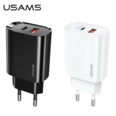 USAMS - USAMS Väggladdare 1xUSB-C+1xUSB T35 20W PD3.0 QC3.0 Svart