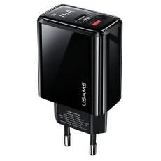 USAMS - USAMS Väggladdare 1xUSB-C+1xUSB T40 20W PD3.0+QC3.0 - Svart