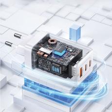 USAMS - USAMS Väggladdare 2xUSB-C+1xUSB 65W GaN PD3.0 QC3.0 Sandru - Lila