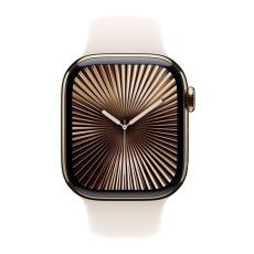 Apple - Apple Watch 10 42mm 4G Guld Titan Case With White Sports Band M-L