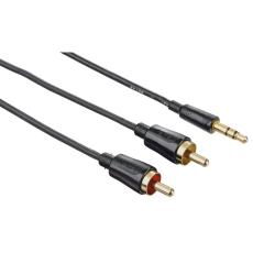 Hama - HAMA Kabel Audio 3.5mm-2xRCA Flexislim Guld Svart 1.5m