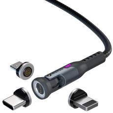 STATIK - STATIK Kabel 360 Pro Magnetisk Spets USB-C/Lightning/MicroUSB Svart 1m