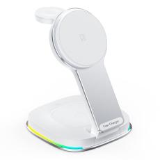 OEM - 3-i-1 Fällbar Magnetisk Trådlös Laddare Dock - Vit