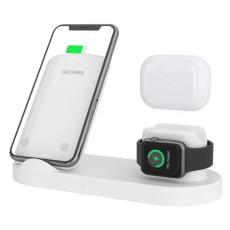 OEM - 3-i-1 15W Trådlös Laddare Ställ för Airpods, Mobil, Klocka - Vit