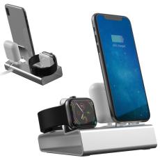 OEM - 3-i-1 Aluminium Dockningsstation för Apple Watch, Airpods och Telefon - Grå
