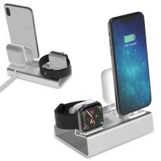 OEM - 3-i-1 Aluminium Laddningsdocka för Apple Watch, Airpods och Telefon - Silver