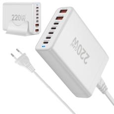 OEM - 5 Type-C + 2 USB 220W Snabbladdare Bärbar GaN - Vit EU Kontakt