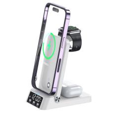 OEM - 4-i-1 15W Trådlös Laddare Fällbar Mobilställning för Apple Watch - Vit