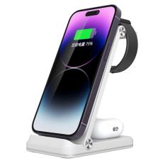 OEM - B27 3-i-1 Fällbar Trådlös Laddare för Telefon, Klocka, Hörlurar - Vit