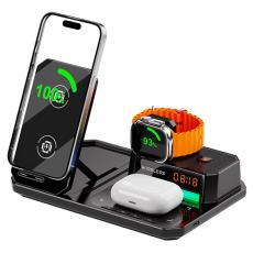 OEM - 6-i-1 Trådlös Laddare med Bluetooth-högtalare RGB - Svart