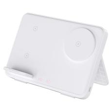 OEM - 15W Dubbla Ringar Fällbar 3-i-1 Trådlös Laddare - Vit