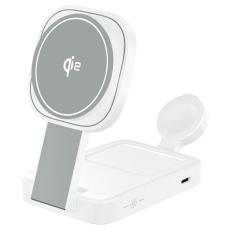 OEM - Magnetisk Trådlös Laddare 3-i-1 15W Snabbladdning - Vit