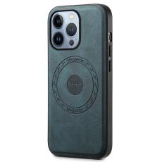 DENIOR - DENIOR A11 iPhone 13 Pro Max Magnetfodral Läder+PC+TPU Blå