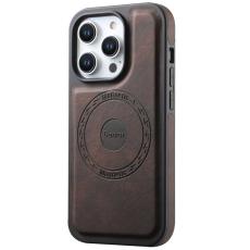 DENIOR - DENIOR iPhone 15 Pro Max Skal PU Läder Belagt PC+TPU - Brun