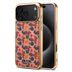 DENIOR - DENIOR A24 iPhone 17 Pro Max Fodral Äkta läder PC TPU Blomma Rosa