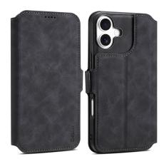 DENIOR - DENIOR B06 iPhone 16 Fodral Magnetiskt Avtagbart Läder TPU - Svart