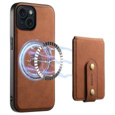 DENIOR - DENIOR D14 iPhone 15 Magnetiskt Fodral Retro Läder TPU PC Brun