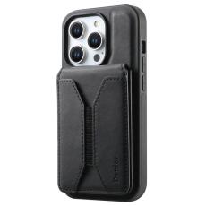 DENIOR - DENIOR D18 iPhone 15 Pro Fodral Ring Ställ i Läder+PC+TPU - Svart