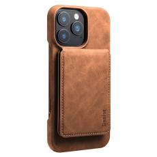 DENIOR - DENIOR D28 iPhone 16 Pro Skal Äkta Läder Magnetiskt Brun