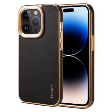 DENIOR - DENIOR iPhone 14 Pro Max Skal i äkta läder och PC - Svart